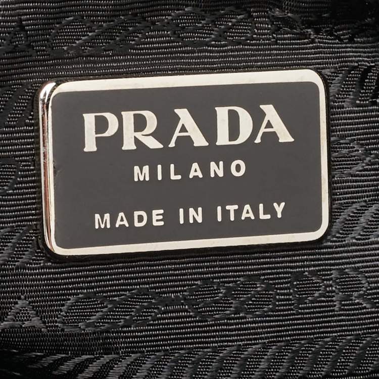 Pre Owned Prada Black Nylon Triangle Logo Metal Handle Hobo