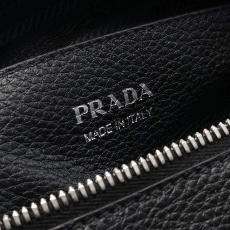 Pre Owned Prada Black Vitello Daino Leather Shoulder Bag