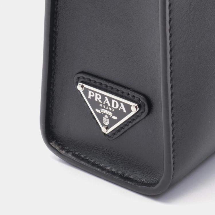 Pre Owned Prada Black Leather Tote Bag