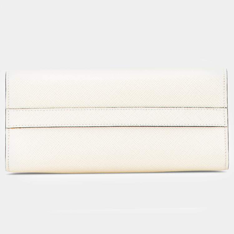 Pre Owned Prada White Saffiano Leather Monochrome Robot Patches Envelope Chain Flap Bag