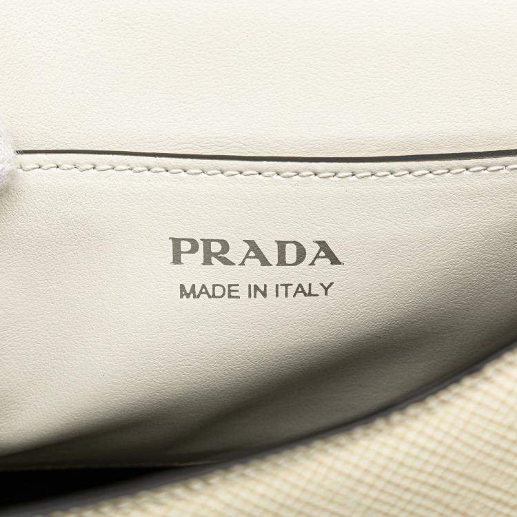 Pre Owned Prada White Saffiano Leather Monochrome Robot Patches Envelope Chain Flap Bag