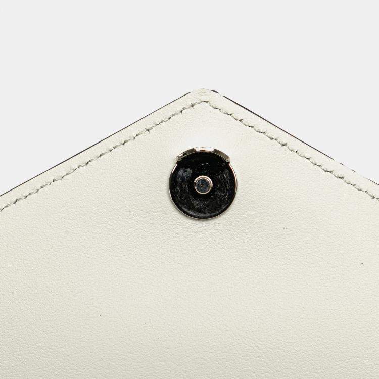 Pre Owned Prada White Saffiano Leather Monochrome Robot Patches Envelope Chain Flap Bag