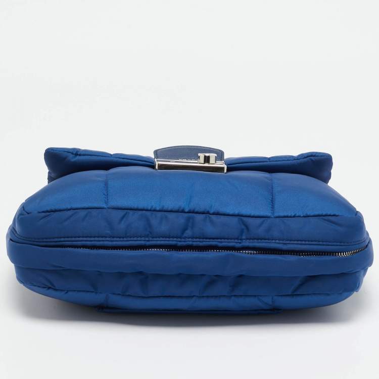 Pre Owned Prada Blue Nylon Bomber Chain Shoulder Bag