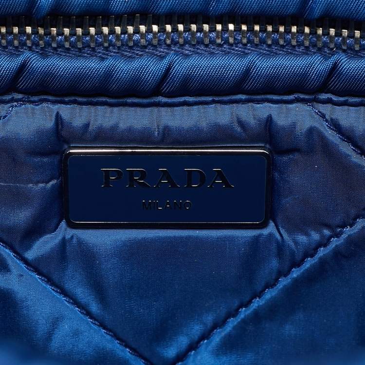 Pre Owned Prada Blue Nylon Bomber Chain Shoulder Bag