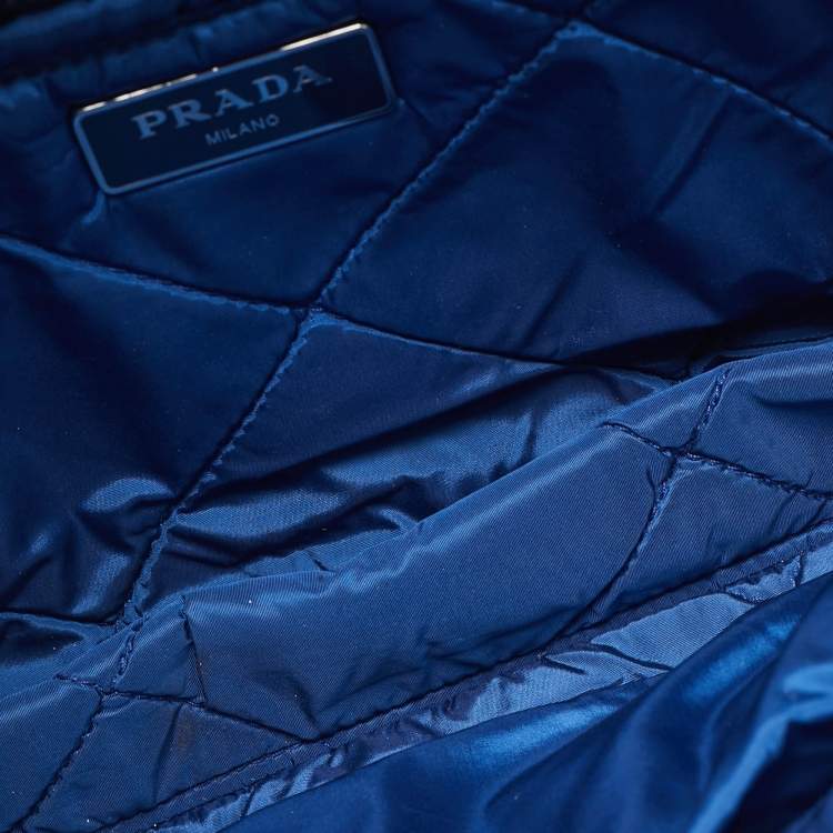Pre Owned Prada Blue Nylon Bomber Chain Shoulder Bag