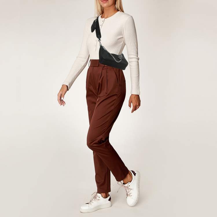 Pre Owned Prada Black Nylon and Leather Re-Edition 2005 Shoulder Bag