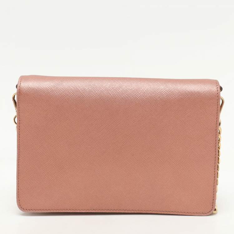 Pre Owned Prada Metallic Leather Monochrome Crossbody Bag