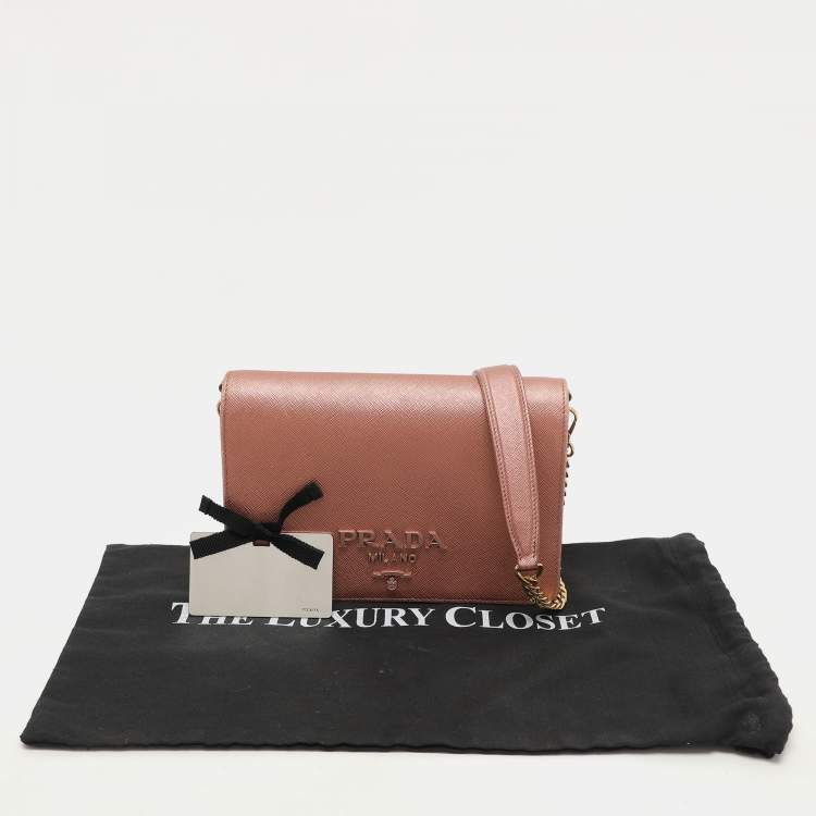 Pre Owned Prada Metallic Leather Monochrome Crossbody Bag