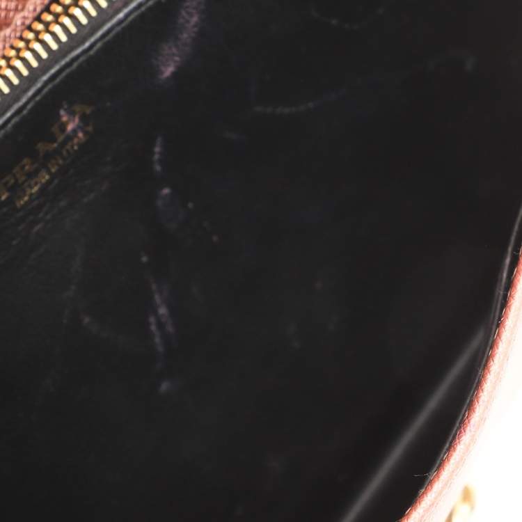 Pre Owned Prada Metallic Leather Monochrome Crossbody Bag
