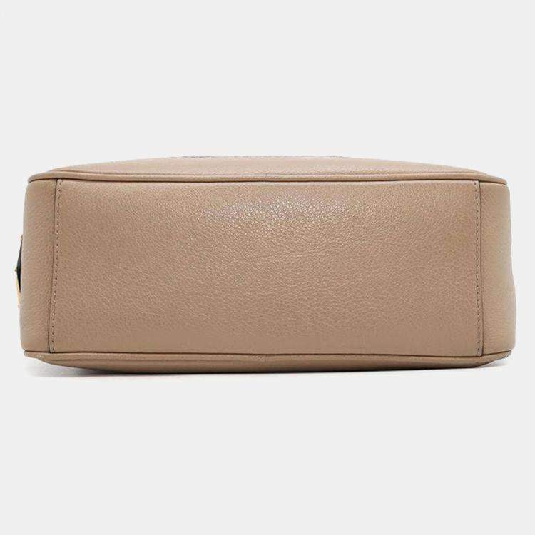 Pre Owned Prada Beige Leather Logo Shoulder Bag 