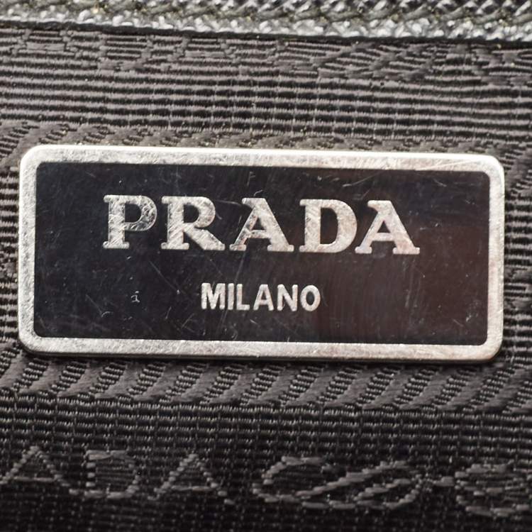 Pre Owned Prada Black Nylon and Leather Double Pocket Drawstring Backpack