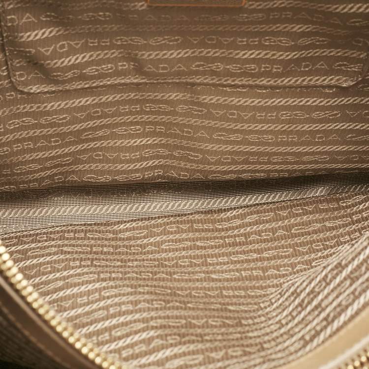 Pre Owned Prada Tan Saffiano Vernise Oversized Zip Satchel