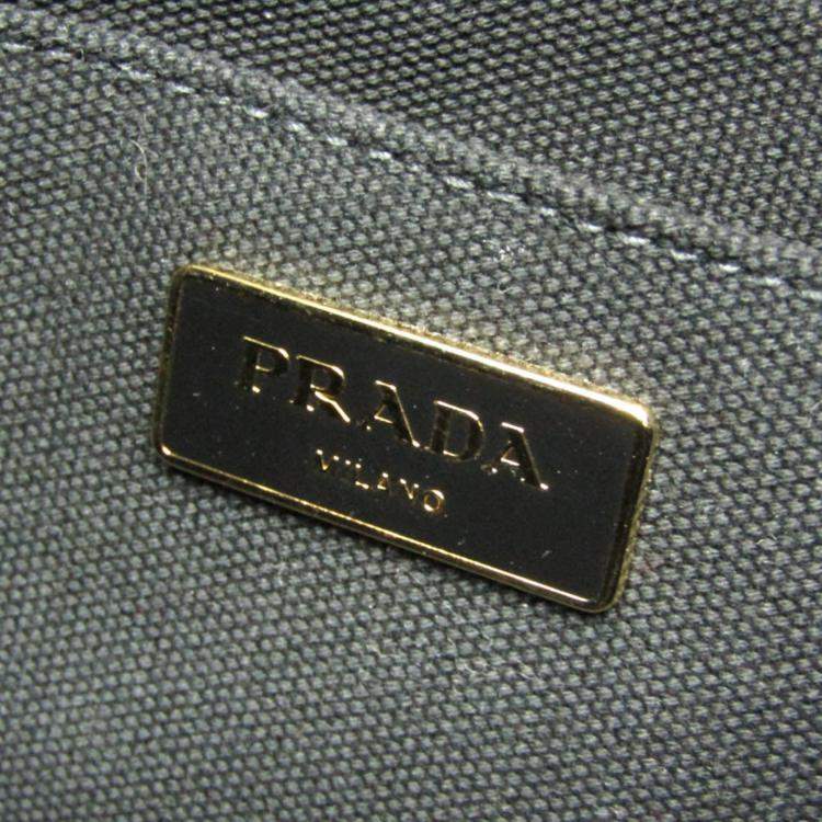 Pre Owned Prada Black Canapa Canvas Top Handle Shoulder Bag