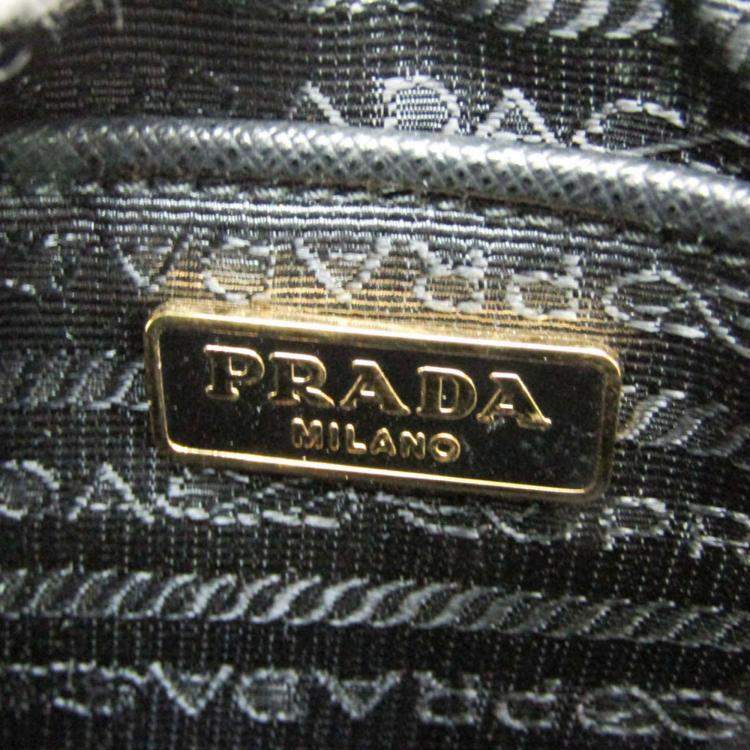 Pre Owned Prada Black Saffiano Leather Pouch Shoulder Bag