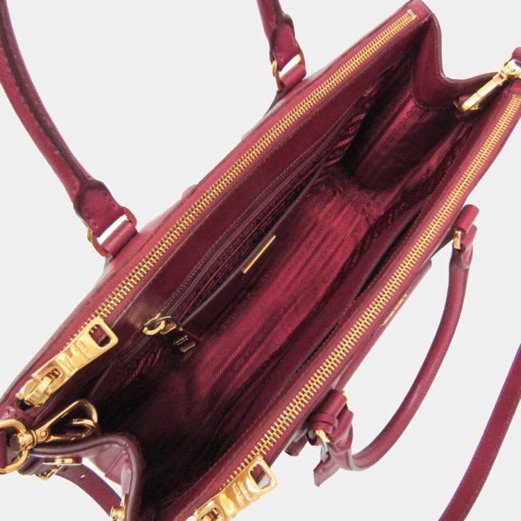 Pre Owned Prada Wine Saffiano Leather Shoulder Bag 