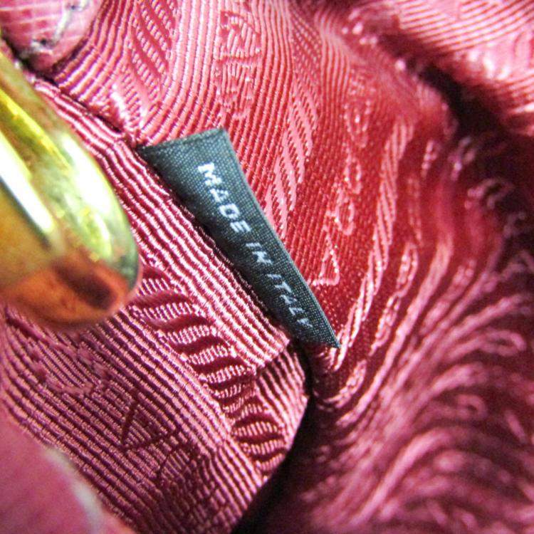 Pre Owned Prada Wine Saffiano Leather Shoulder Bag 