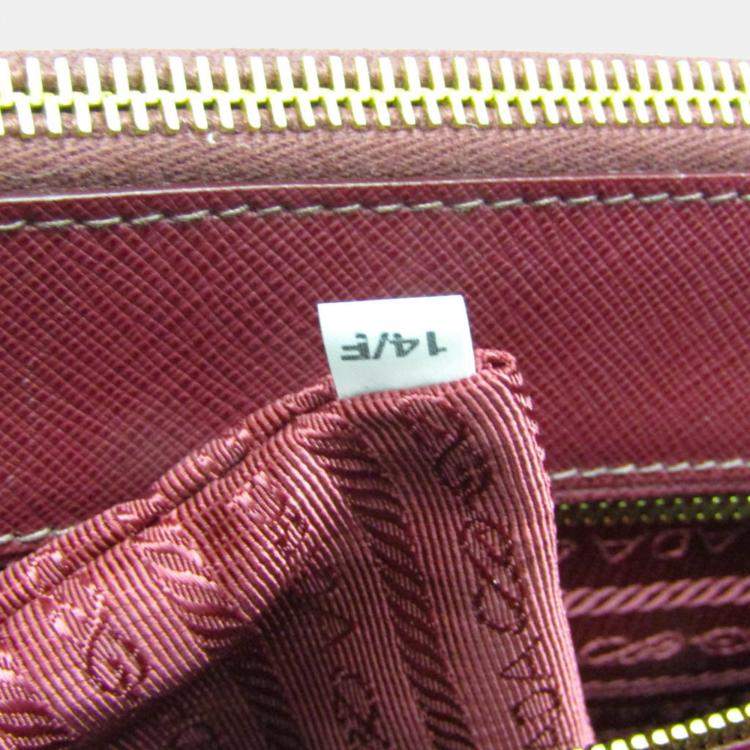 Pre Owned Prada Wine Saffiano Leather Shoulder Bag 