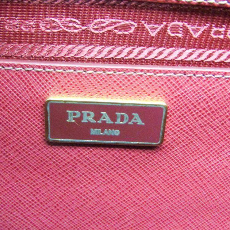 Pre Owned Prada Wine Saffiano Leather Shoulder Bag 