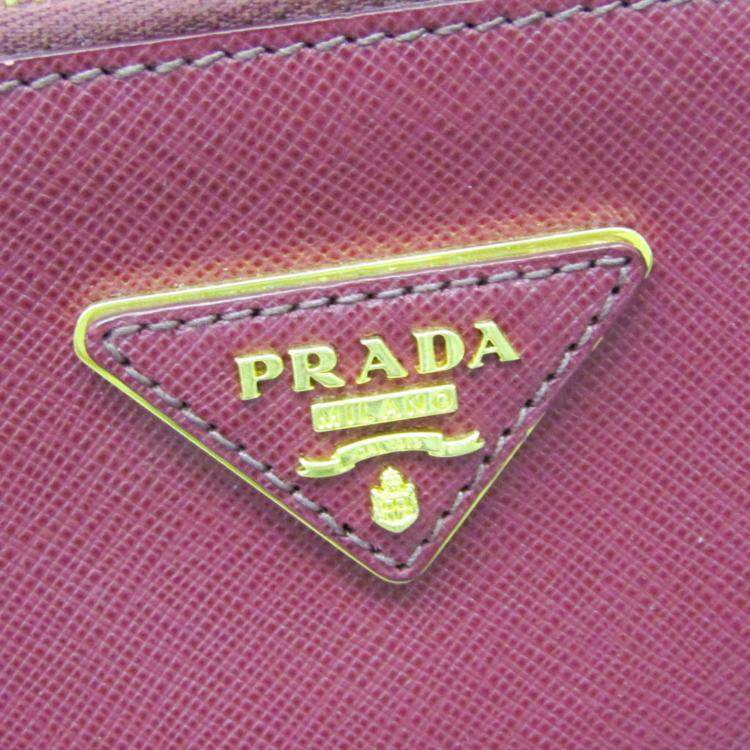 Pre Owned Prada Wine Saffiano Leather Shoulder Bag 