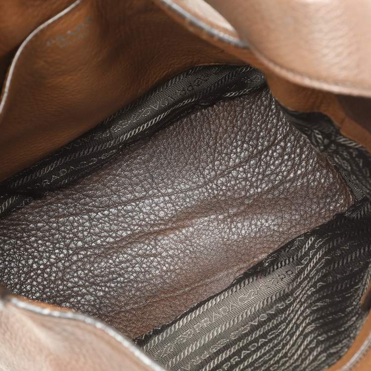 Pre Owned Prada Bruciato Cervo Leather Hobo