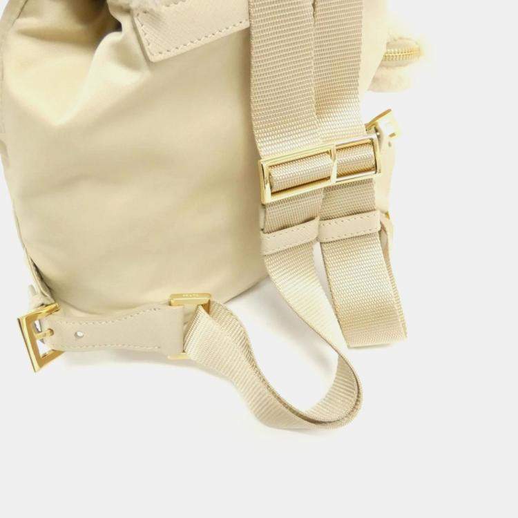 Pre Owned Prada Deserto Re-Nylon and Shearling Backpack Bag