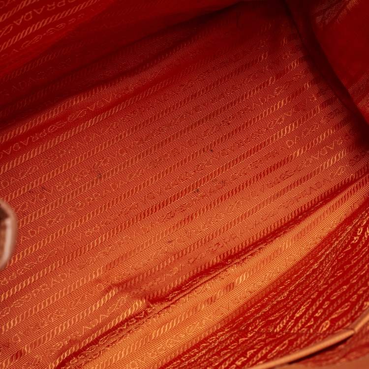 Pre Owned Prada Orange Saffiano Leather Large Gardener's Tote