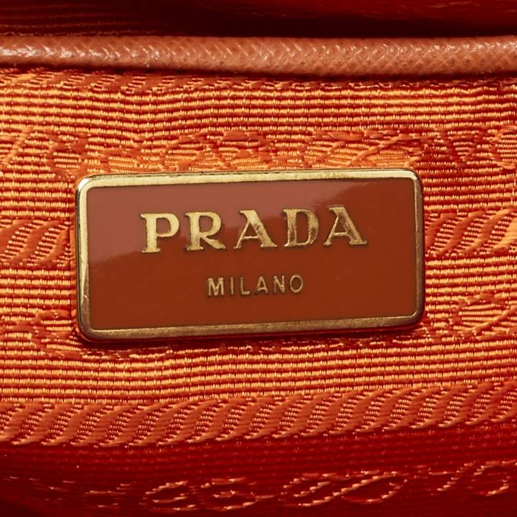 Pre Owned Prada Orange Saffiano Leather Large Gardener's Tote
