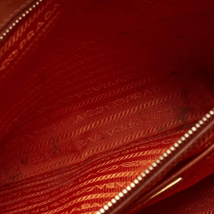 Pre Owned Prada Orange Saffiano Leather Large Gardener's Tote