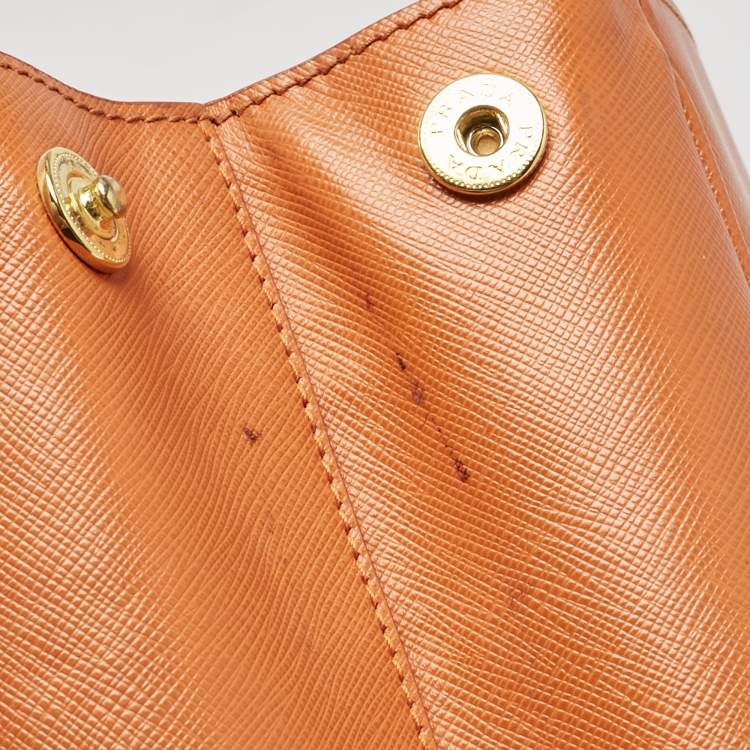 Pre Owned Prada Orange Saffiano Leather Large Gardener's Tote