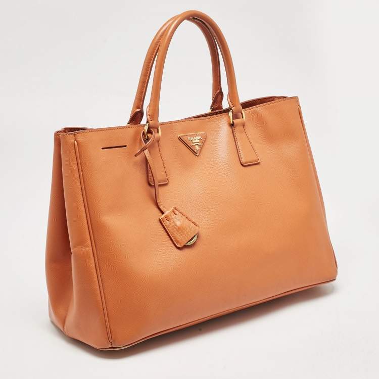 Pre Owned Prada Orange Saffiano Leather Large Gardener's Tote