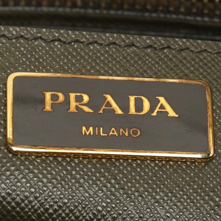Pre Owned Prada Green Saffiano Lux Leather Dome Satchel