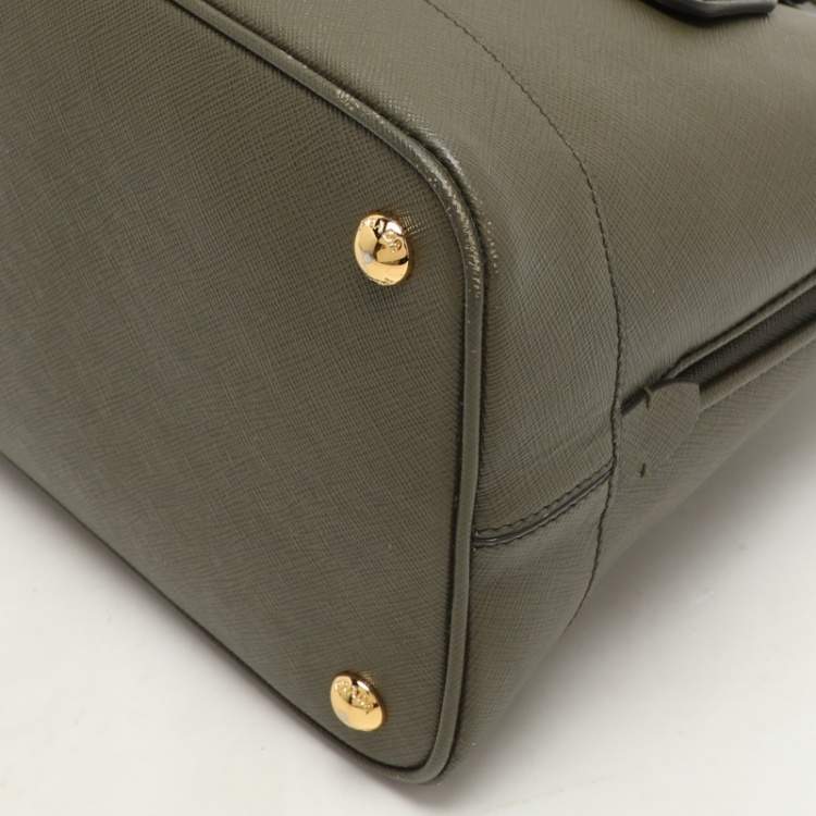 Pre Owned Prada Green Saffiano Lux Leather Dome Satchel