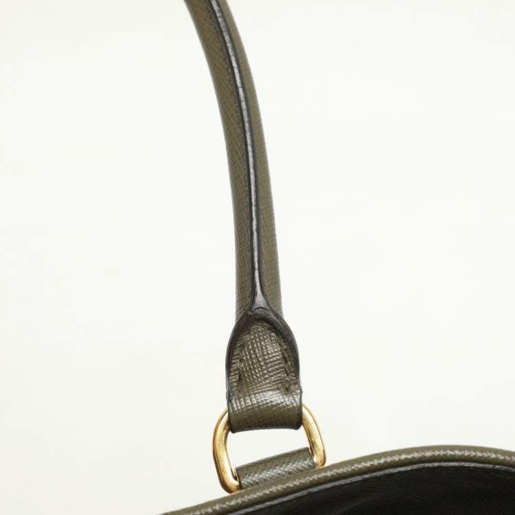 Pre Owned Prada Green Saffiano Lux Leather Dome Satchel