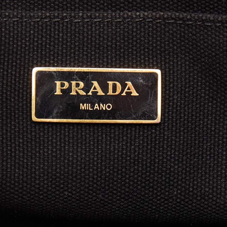 Pre Owned Prada Red/Black Canvas Floral Canapa Tote