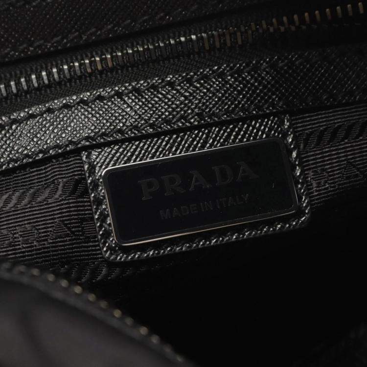 Pre Owned Prada Black Nylon Saffiano Leather Shoulder Bag

