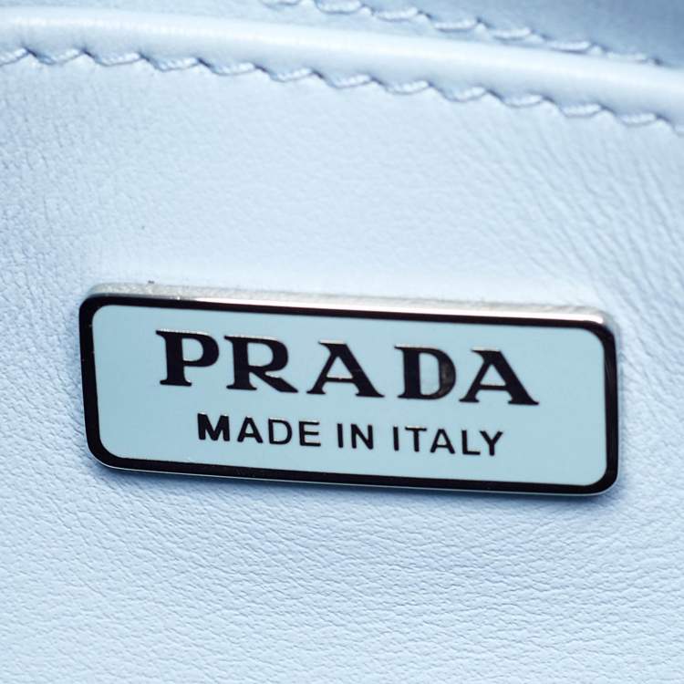 Pre Owned Prada Light Blue Leather Cleo Flap Shoulder Bag
