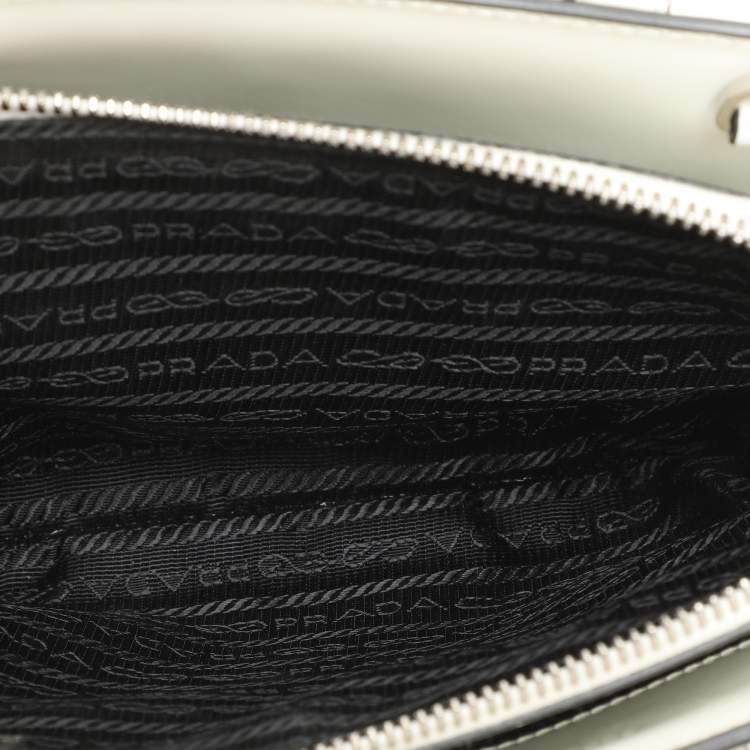 Pre Owned Prada White Patent Leather Re-edition 1995 Tote