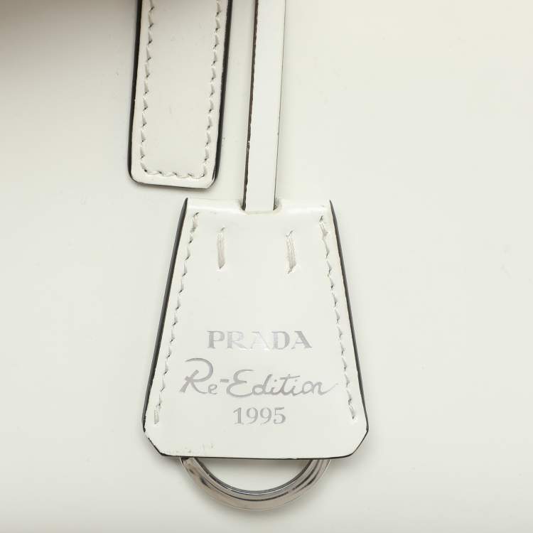Pre Owned Prada White Patent Leather Re-edition 1995 Tote