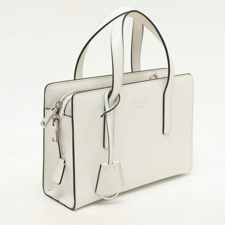 Pre Owned Prada White Patent Leather Re-edition 1995 Tote