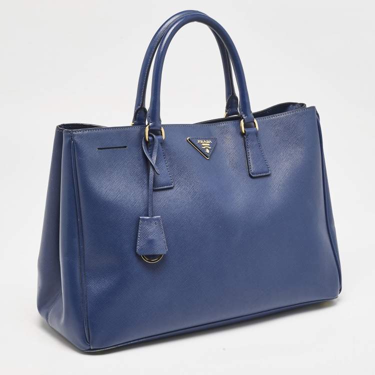 Pre Owned Prada Blue Saffiano Lux Leather Large Gardener's Tote