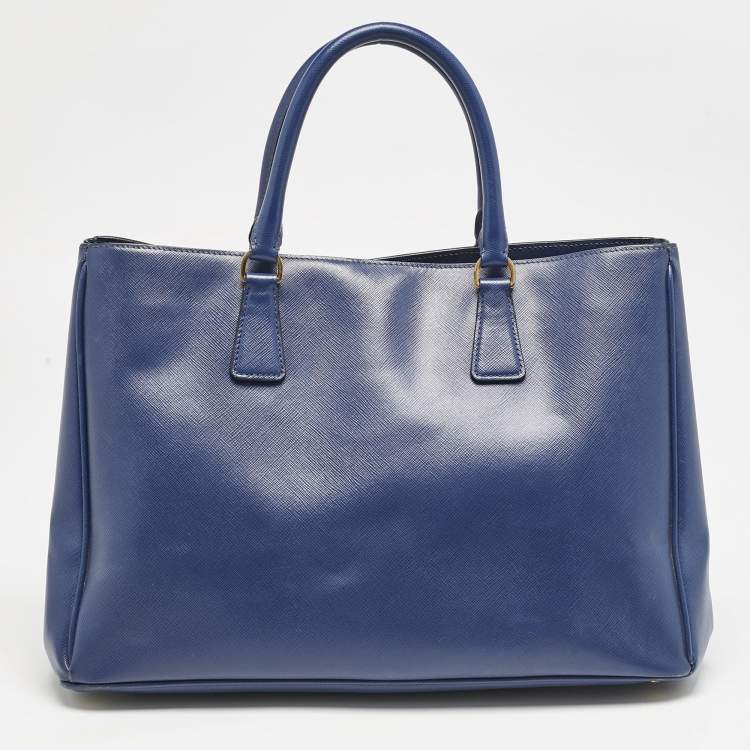 Pre Owned Prada Blue Saffiano Lux Leather Large Gardener's Tote