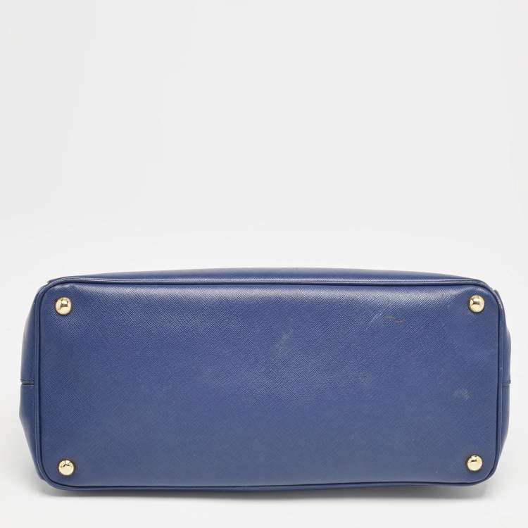 Pre Owned Prada Blue Saffiano Lux Leather Large Gardener's Tote