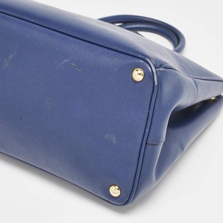 Pre Owned Prada Blue Saffiano Lux Leather Large Gardener's Tote