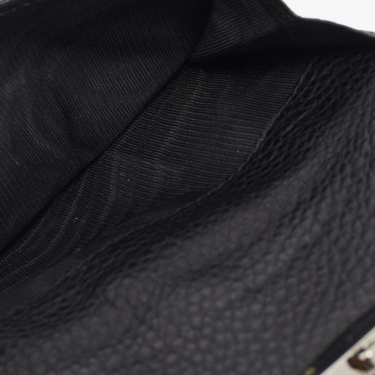 Pre Owned Prada Black Leather Compact Wallet
