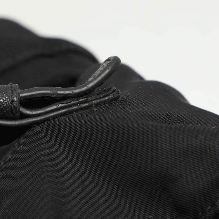 Pre Owned Prada Black Leather and Nylon Double Pocket Backpack