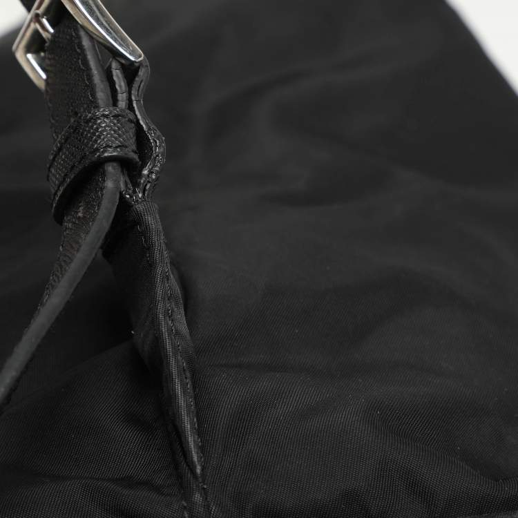 Pre Owned Prada Black Leather and Nylon Double Pocket Backpack