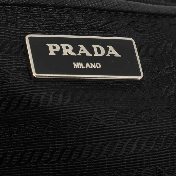 Pre Owned Prada Black Leather and Nylon Double Pocket Backpack