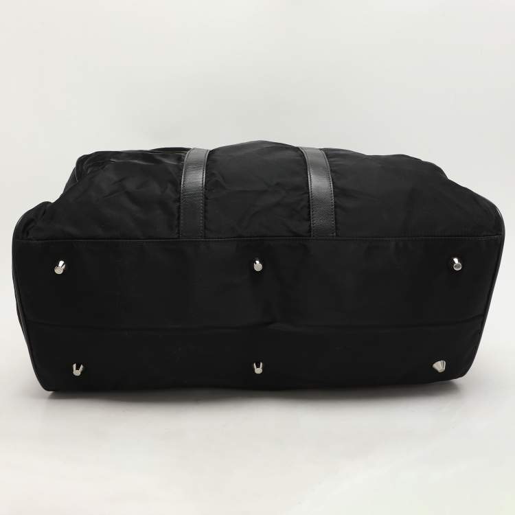 Pre Owned Prada Black Nylon and Leather Duffle Bag
