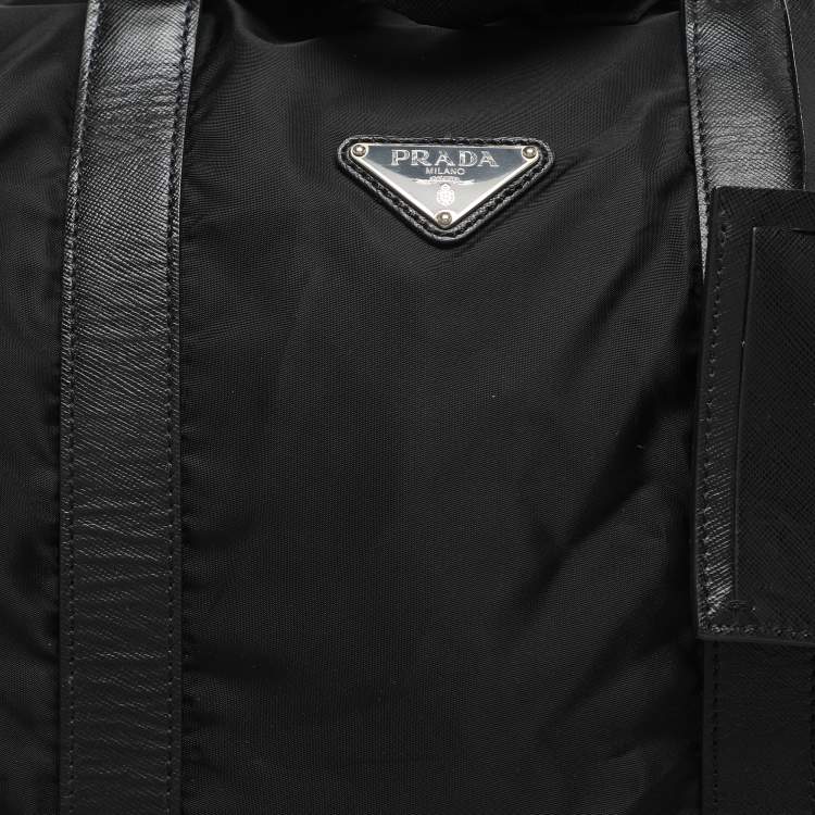 Pre Owned Prada Black Nylon and Leather Duffle Bag