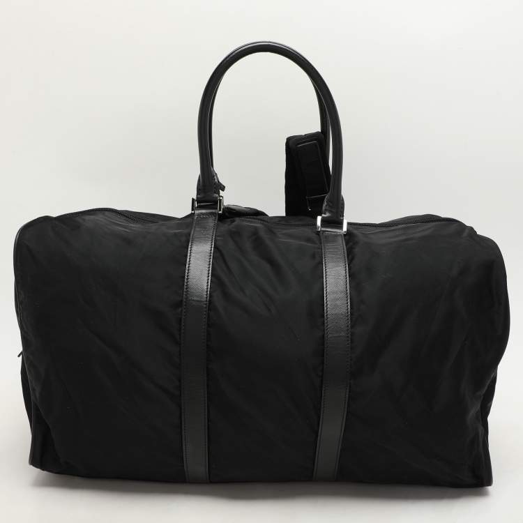 Pre Owned Prada Black Nylon and Leather Duffle Bag
